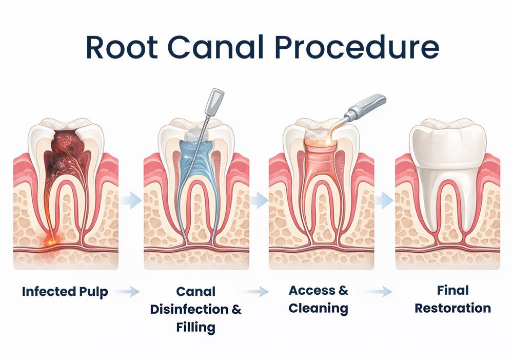 Root canal therapy illustration